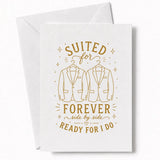 Handmade - Greeting Card - Two Grooms Wedding Card – Suited for Forever | Ireland