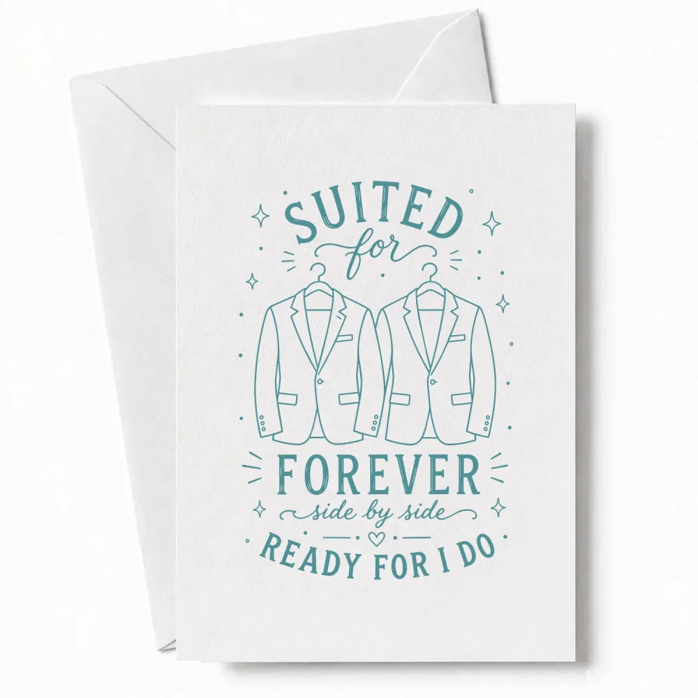 Handmade - Greeting Card - Two Grooms Wedding Card – Suited for Forever | Ireland