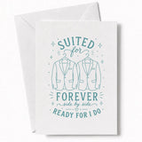 Handmade - Greeting Card - Two Grooms Wedding Card – Suited for Forever | Ireland