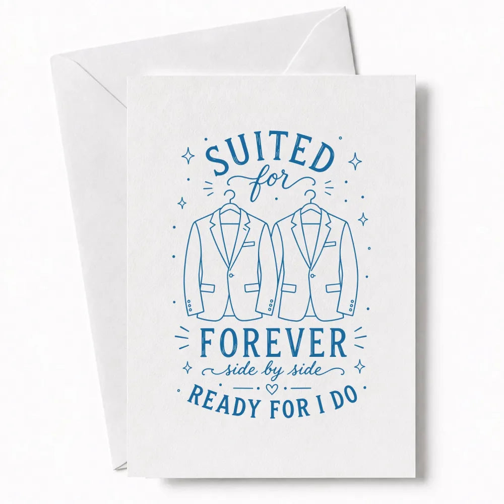 Handmade - Greeting Card - Two Grooms Wedding Card – Suited for Forever | Ireland
