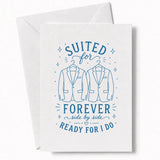 Handmade - Greeting Card - Two Grooms Wedding Card – Suited for Forever | Ireland