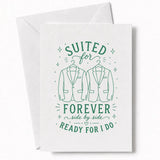 Handmade - Greeting Card - Two Grooms Wedding Card – Suited for Forever | Ireland