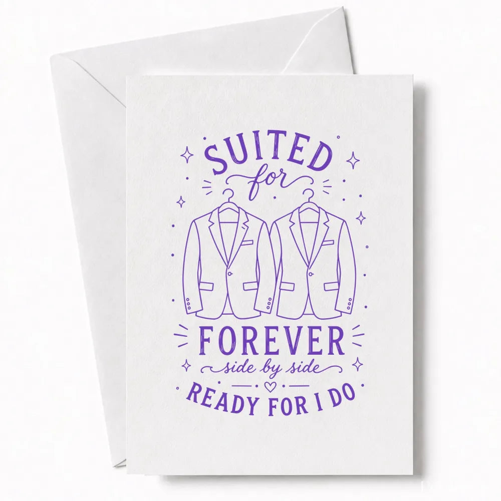 Handmade - Greeting Card - Two Grooms Wedding Card – Suited for Forever | Ireland