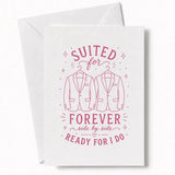 Handmade - Greeting Card - Two Grooms Wedding Card – Suited for Forever | Ireland