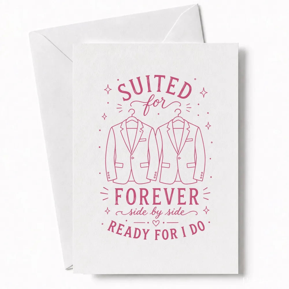 Handmade - Greeting Card - Two Grooms Wedding Card – Suited for Forever | Ireland
