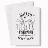 Handmade - Greeting Card - Two Grooms Wedding Card – Suited for Forever | Ireland