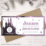 Christmas Surprise Foil Ticket - Disneyland Trip Reveal - personalised christmas foil, christmas foil ticket,