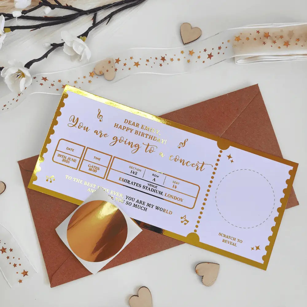 Surprise Music Gift with Scratch-Off Reveal - Foil Ticket