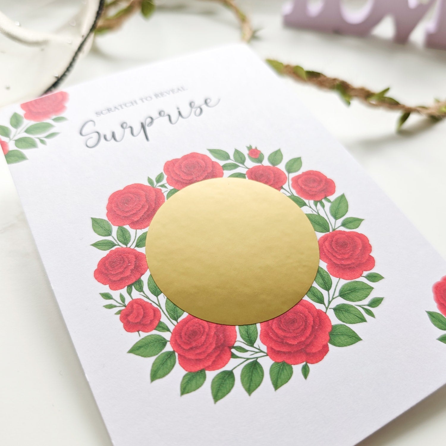 Personalised surprise card with bold floral design