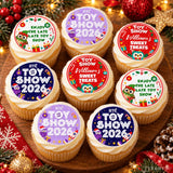 White frosted cupcakes with colourful personalised sweet treats cupcake toppers for the arté late toy show 2026