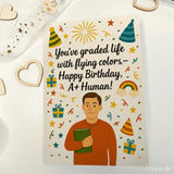 Teacher Birthday Card – A+ Human Male - Greeting Card