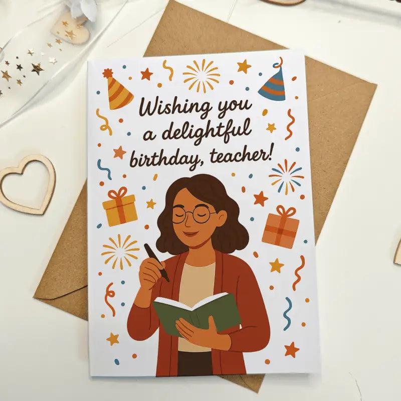 Teacher Birthday Card – Delightful Greeting for Educators - Greeting Card