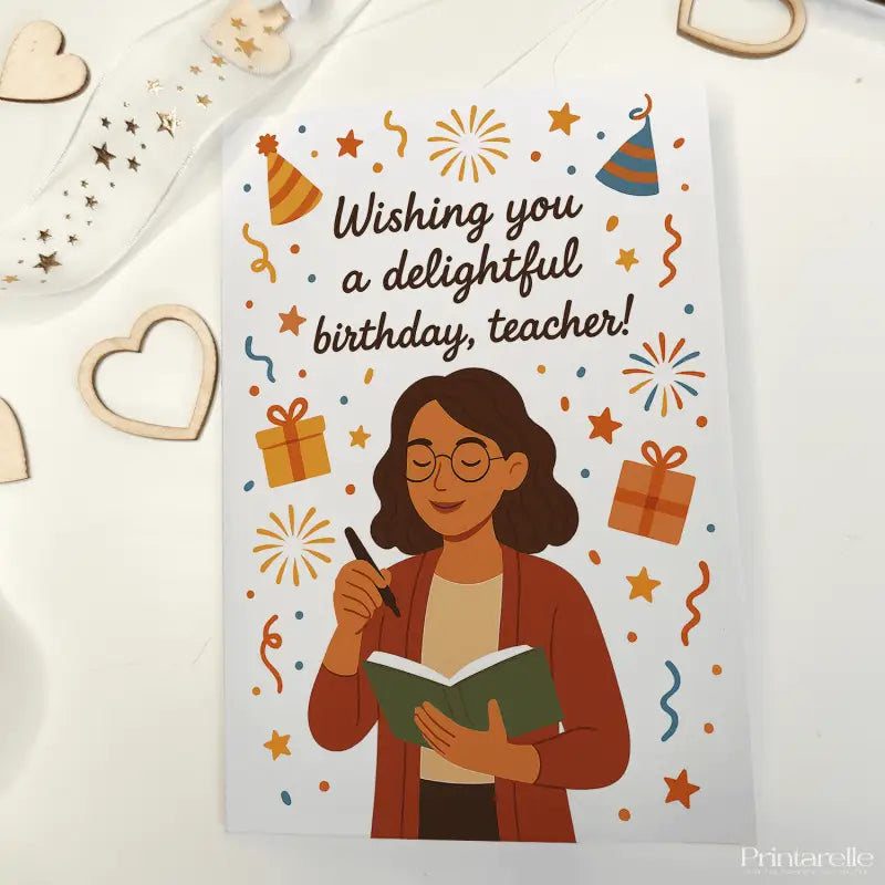 Teacher Birthday Card – Delightful Greeting for Educators - Greeting Card