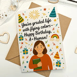 Teacher Birthday Card for Women – A+ Human - Greeting Card