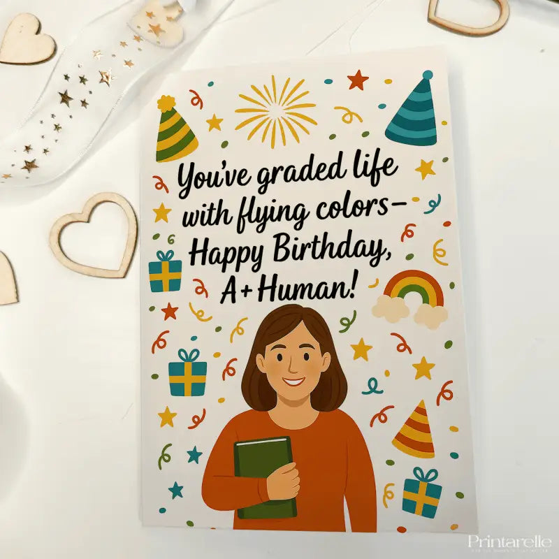 Teacher Birthday Card for Women – A+ Human - Greeting Card