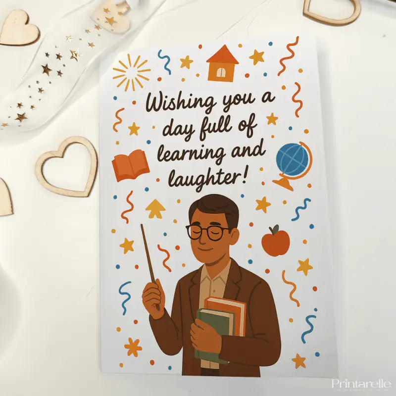 Teacher Birthday Card – Learning & Laughter - Greeting Card