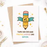 Teacher Thank You Card – “#1 Teacher” Appreciation - Greeting Card - Printarelle