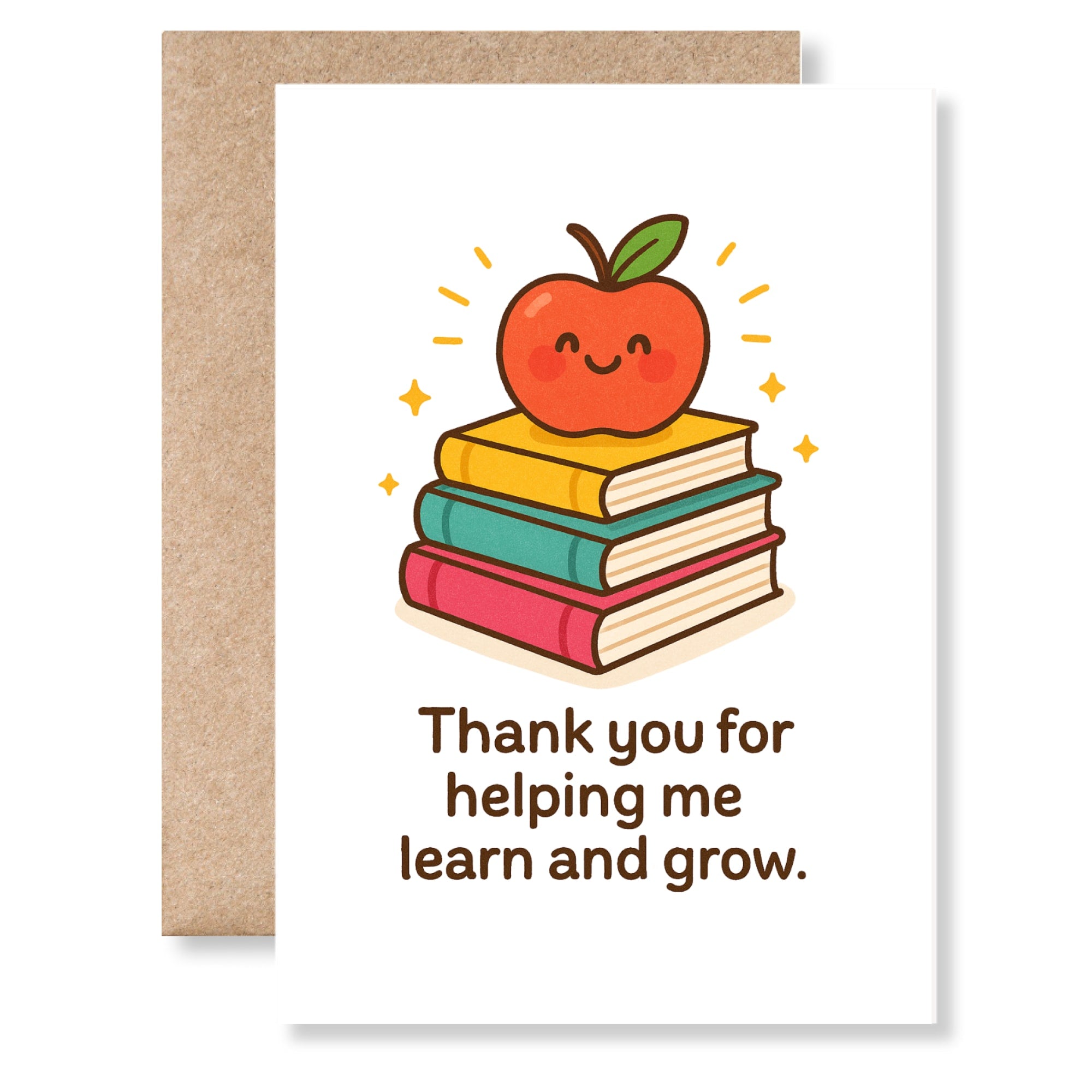 Teacher Thank You Card – Apple & Books Design - Greeting Card - Printarelle