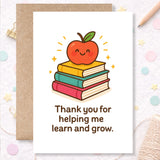 Teacher Thank You Card – Apple & Books Design - Greeting Card - Printarelle