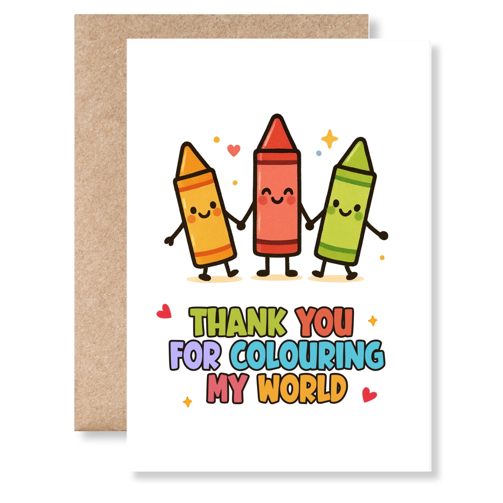 Teacher Thank You Card – “Colouring My World” Crayon - Greeting Card - Printarelle