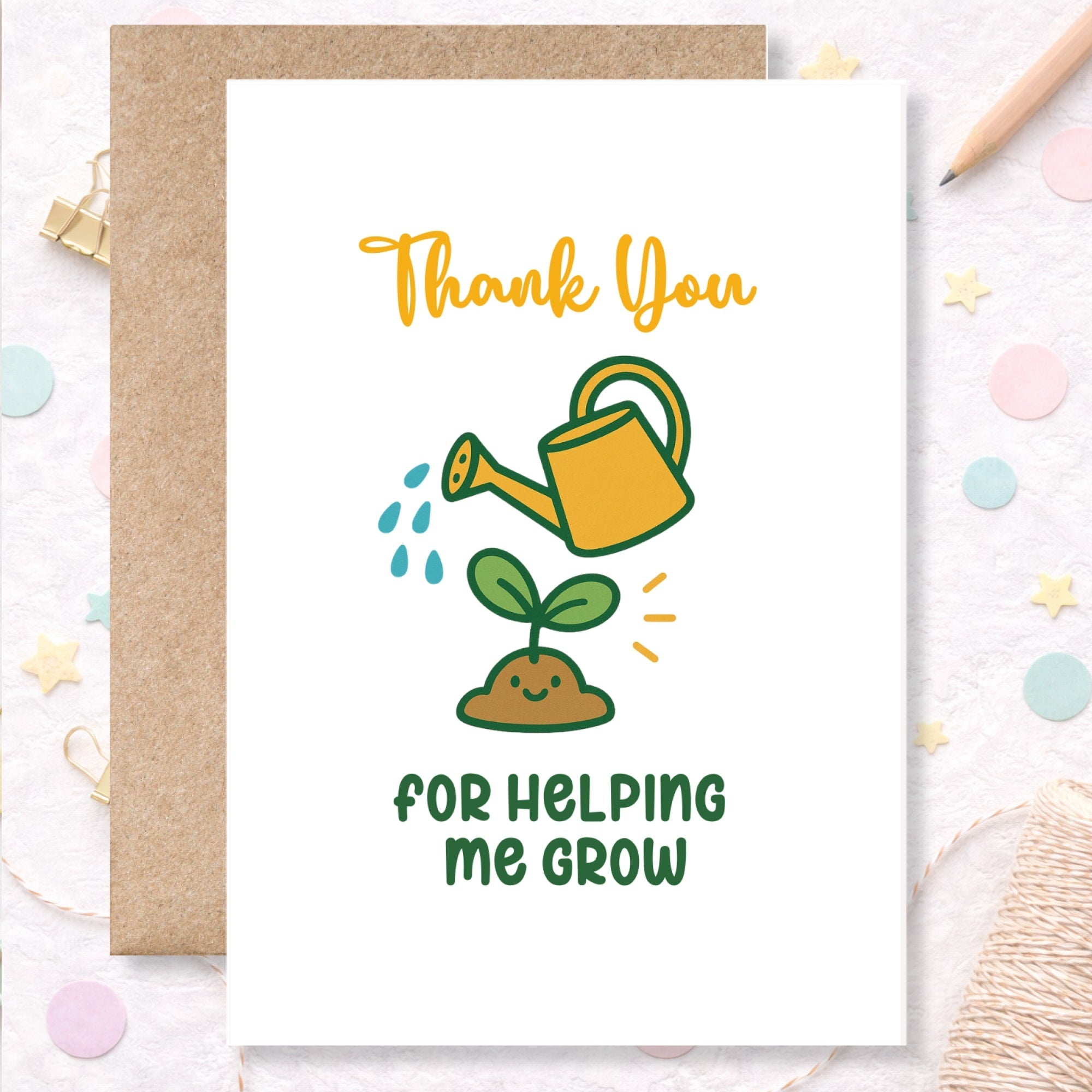 Teacher Thank You Card – Helping Me Grow - Greeting Card - Printarelle