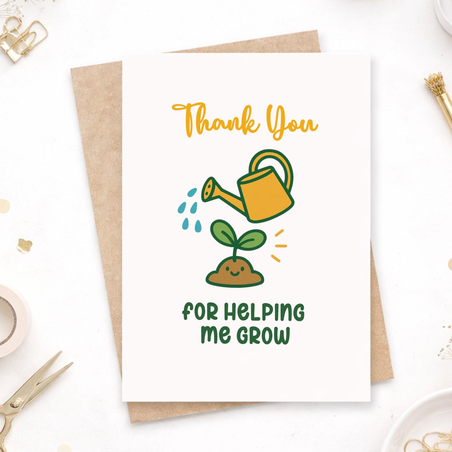 Teacher Thank You Card – Helping Me Grow - Greeting Card - Printarelle