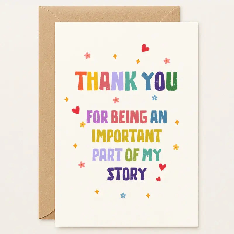 Teacher Thank You Card – “Important Part of My Story” Rainbow - Greeting Card