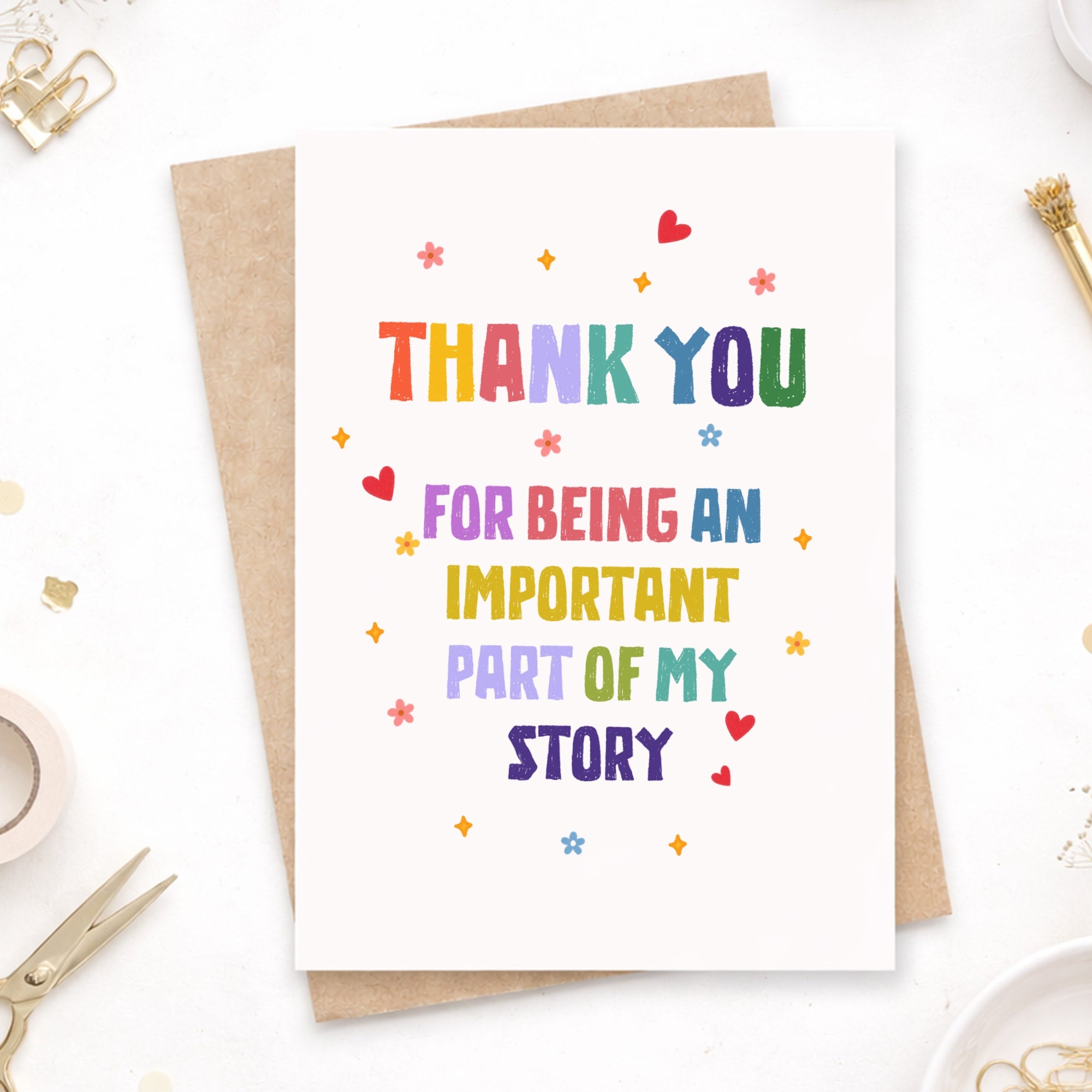 Teacher Thank You Card – “Important Part of My Story” Rainbow - Greeting Card - Printarelle