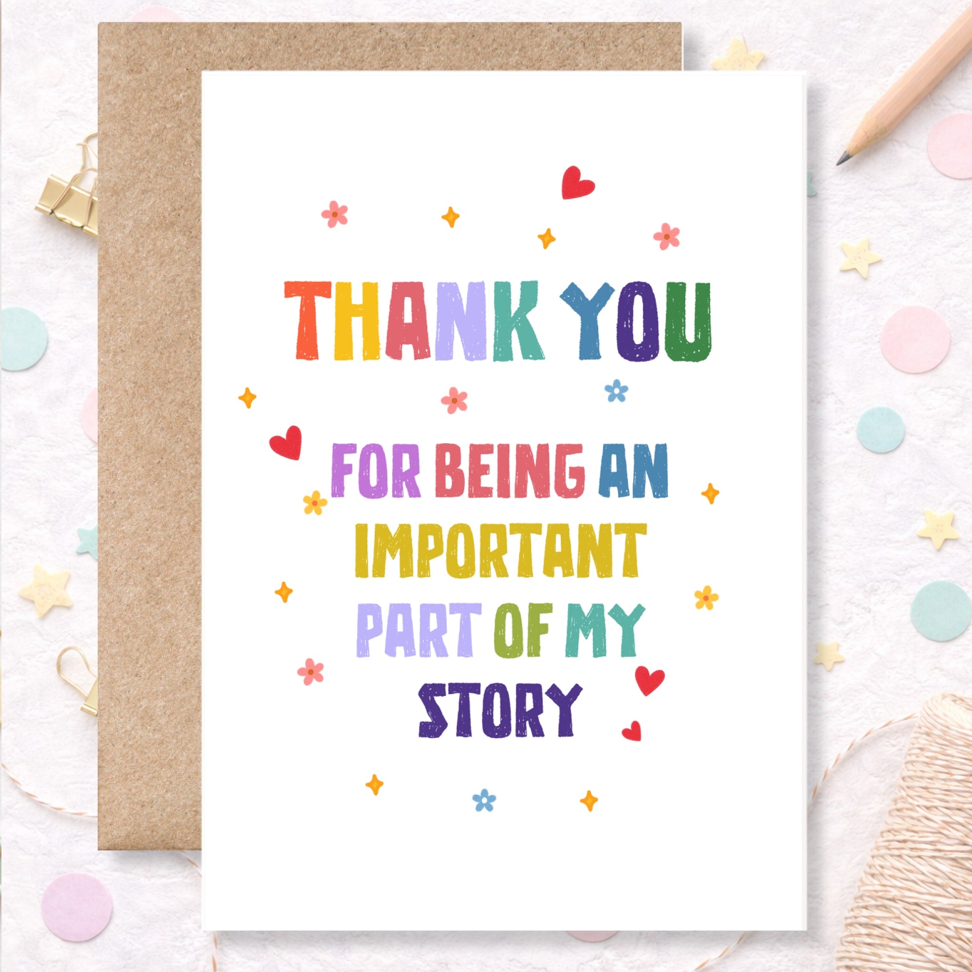 Teacher Thank You Card – “Important Part of My Story” Rainbow - Greeting Card - Printarelle