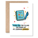 Teacher Thank You Card – “Learning Journey” Notebook - Greeting Card - Printarelle