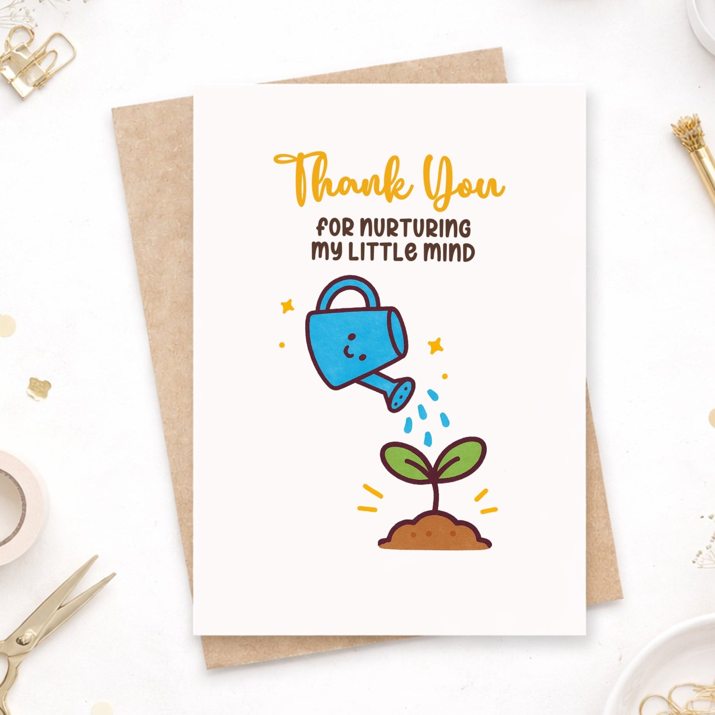Teacher Thank You Card – Plant Growth Design - Greeting Card - Printarelle