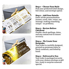handmade in ireland personalised concert keepsake foil ticket