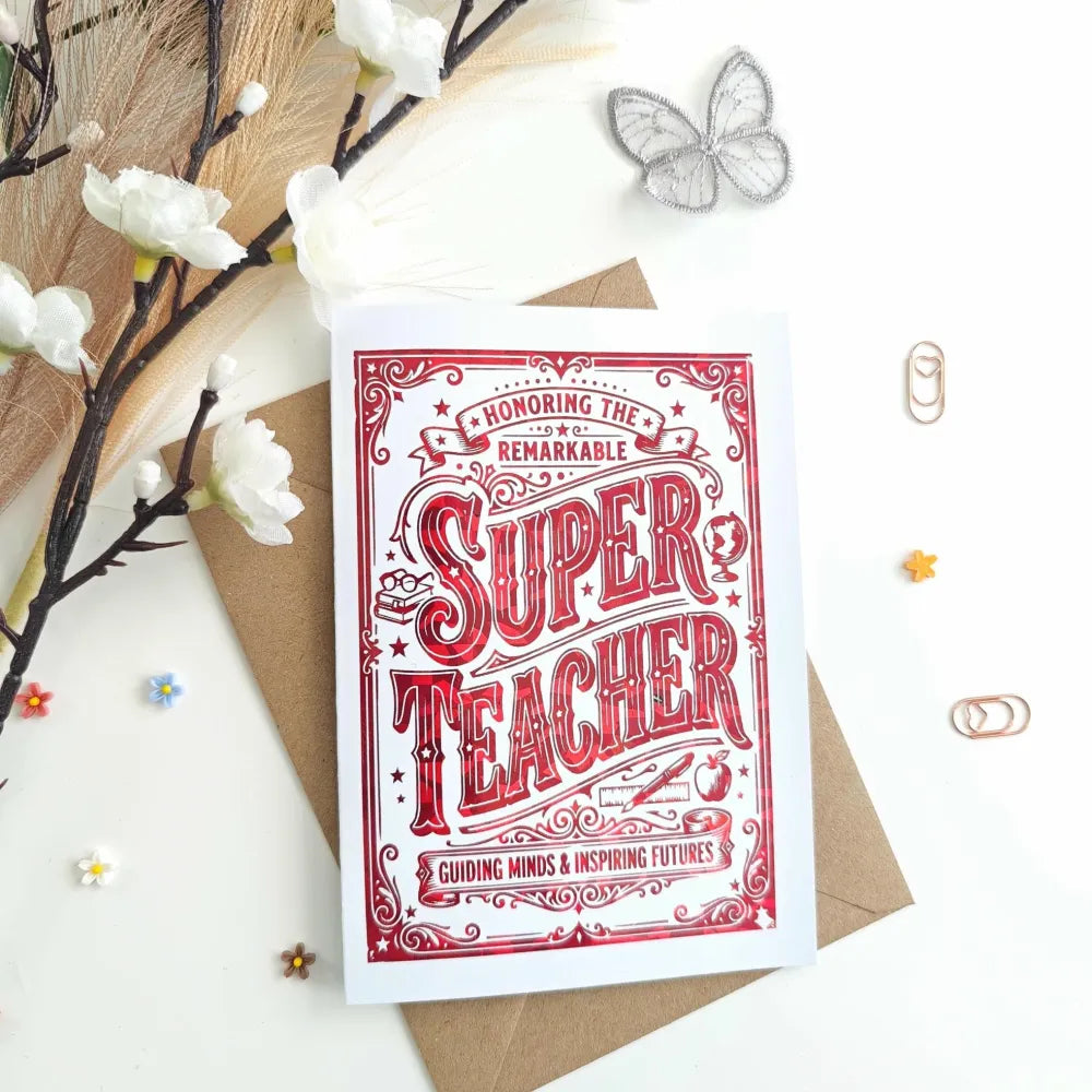 Thank you Super Teacher Foil Card - super teacher, red foil, red foil super, foil super teacher, super teacher card