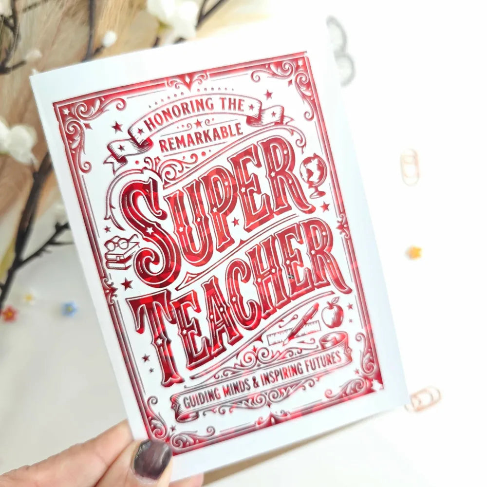 Thank you Super Teacher Foil Card - super teacher, red foil, red foil super, foil super teacher, super teacher card