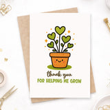 Thank You Teacher Card – Heart Plant Pot - Greeting Card - Printarelle