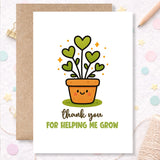 Thank You Teacher Card – Heart Plant Pot - Greeting Card - Printarelle