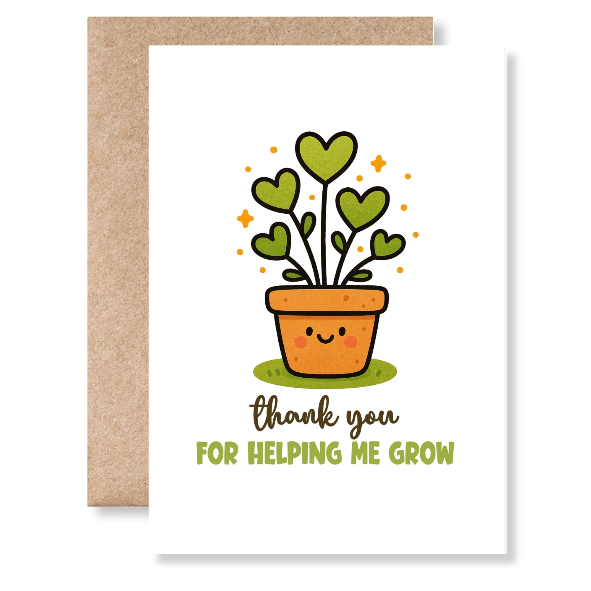 Thank You Teacher Card – Heart Plant Pot - Greeting Card - Printarelle