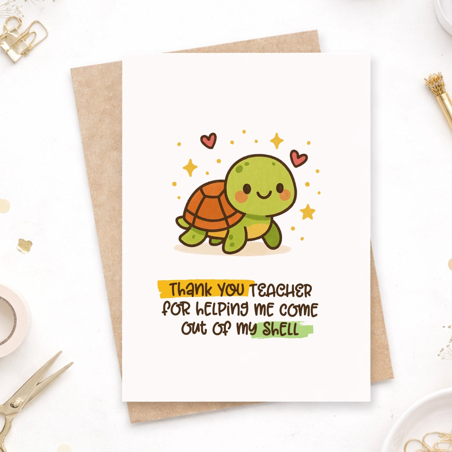 Thank You Teacher Card – “Helping Me Come Out of My Shell” - Greeting Card - Printarelle