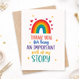 Thank You Teacher Card – “You’re an Important Part of My Story” Rainbow Design - Greeting Card - Printarelle
