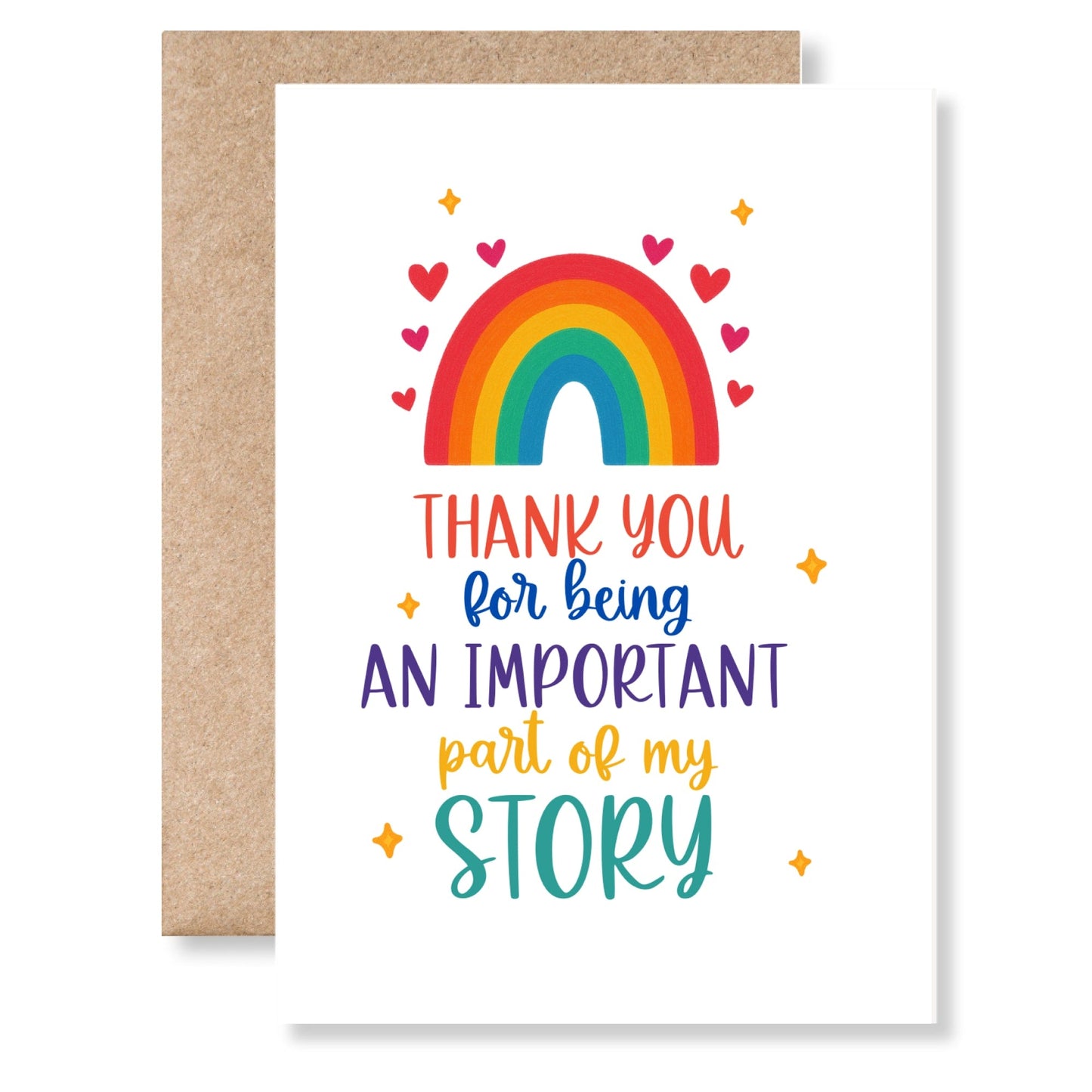 Thank You Teacher Card – “You’re an Important Part of My Story” Rainbow Design - Greeting Card - Printarelle