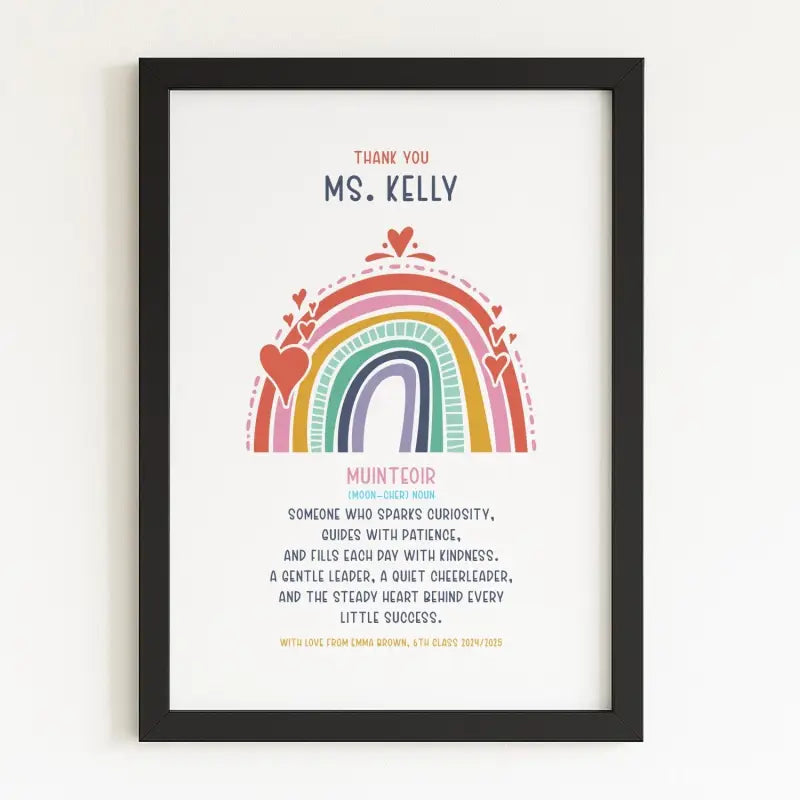 Thank You Teacher Rainbow Print – Custom End of School Gift - Prints