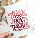 Thank You Teacher Rose Gold Foil Card - rose gold, rose gold foil, gold foil, teacher card, elegant rose gold