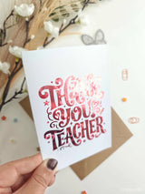 Thank You Teacher Rose Gold Foil Card - rose gold, rose gold foil, gold foil, teacher card, elegant rose gold
