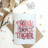 Thank You Teacher Rose Gold Foil Card - rose gold, rose gold foil, gold foil, teacher card, elegant rose gold