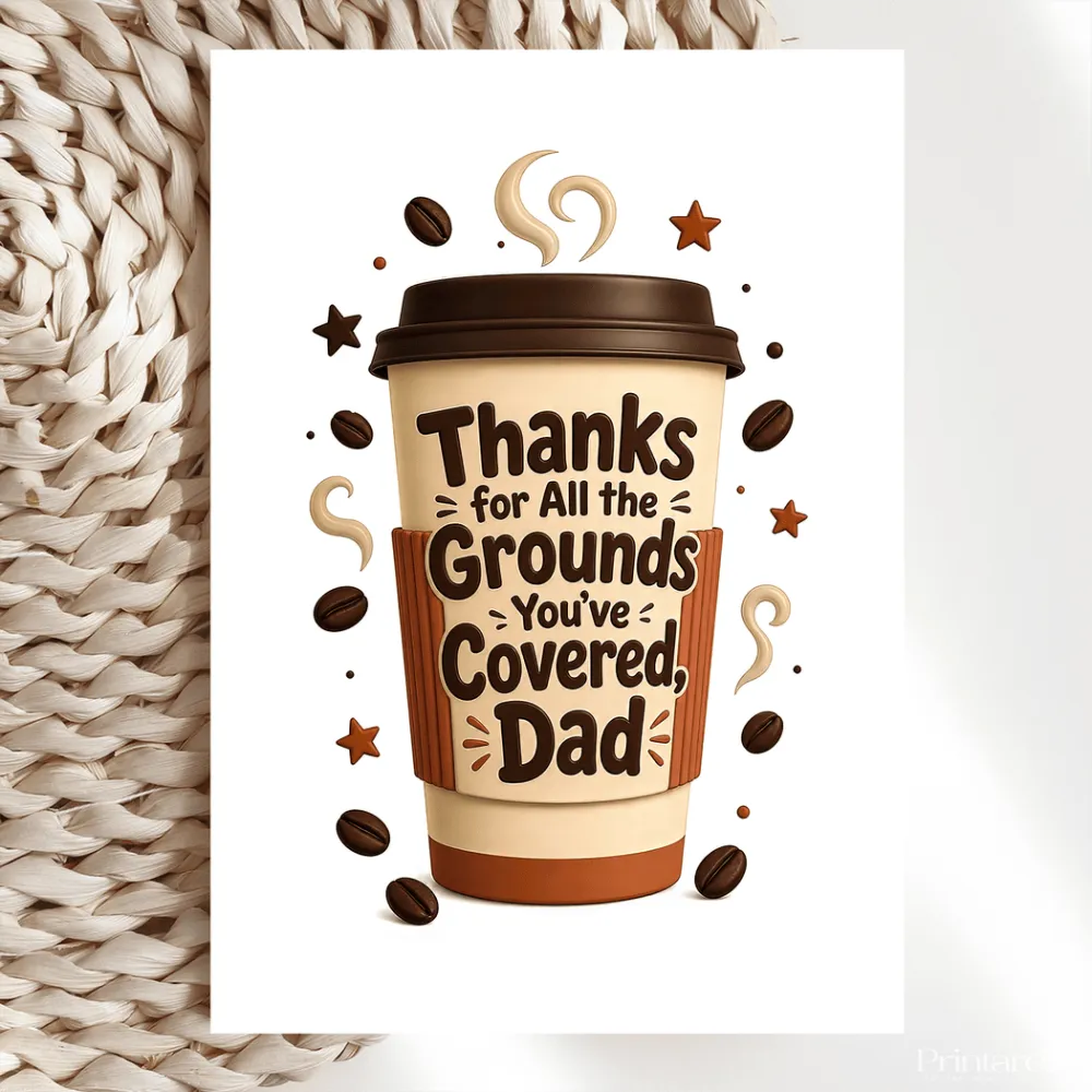 Handmade Greeting Card | Printarelle | For the dad who runs on coffee and dad jokes in equal measure. This warm,
