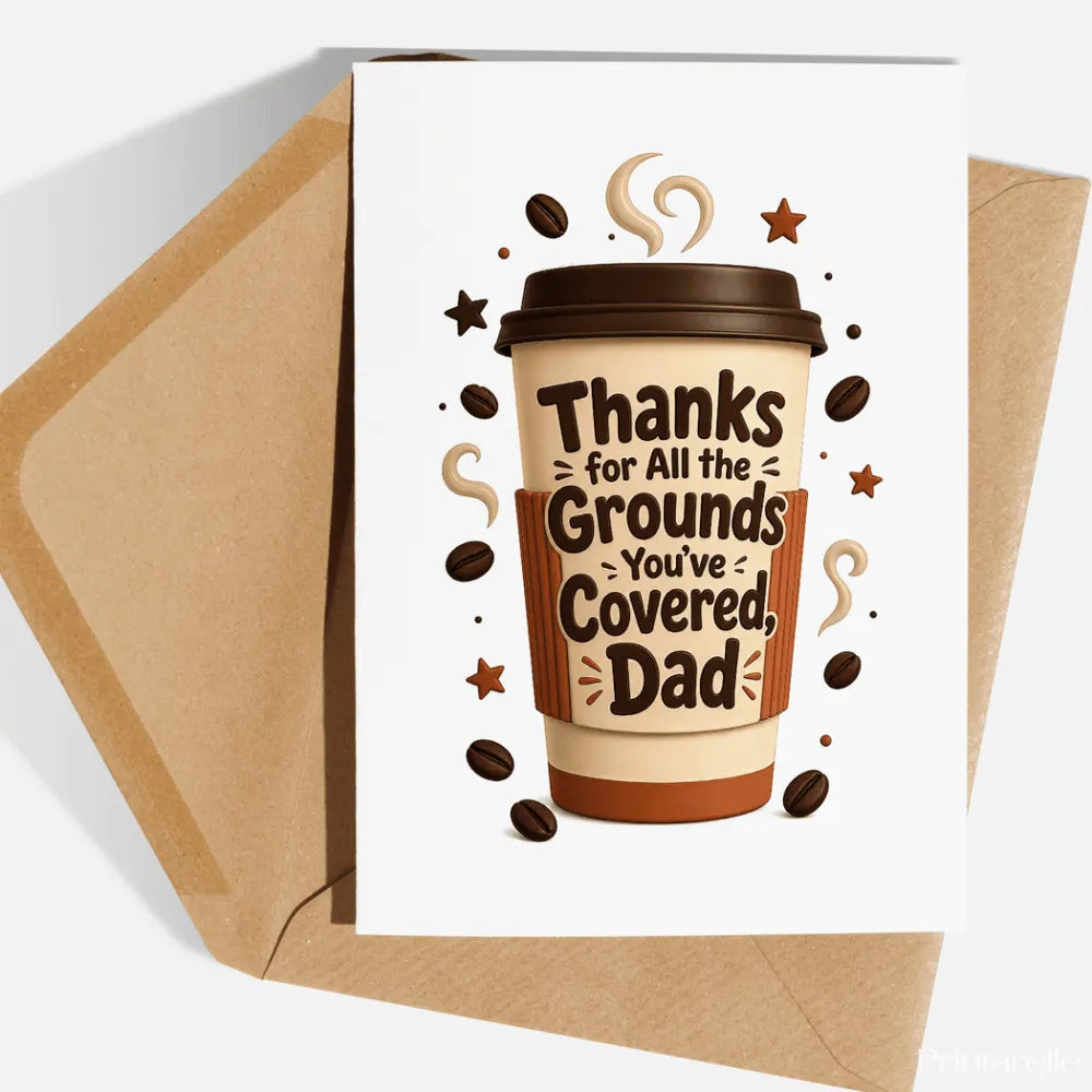 Handmade Greeting Card | Printarelle | For the dad who runs on coffee and dad jokes in equal measure. This warm,