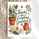 Handmade Greeting Card | Printarelle | A heartfelt thank you for a beloved grandad. This pretty botanical design brings