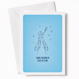 Because of him, the sky felt within reach. This joyful line art illustration of a child perched high on their dad’s