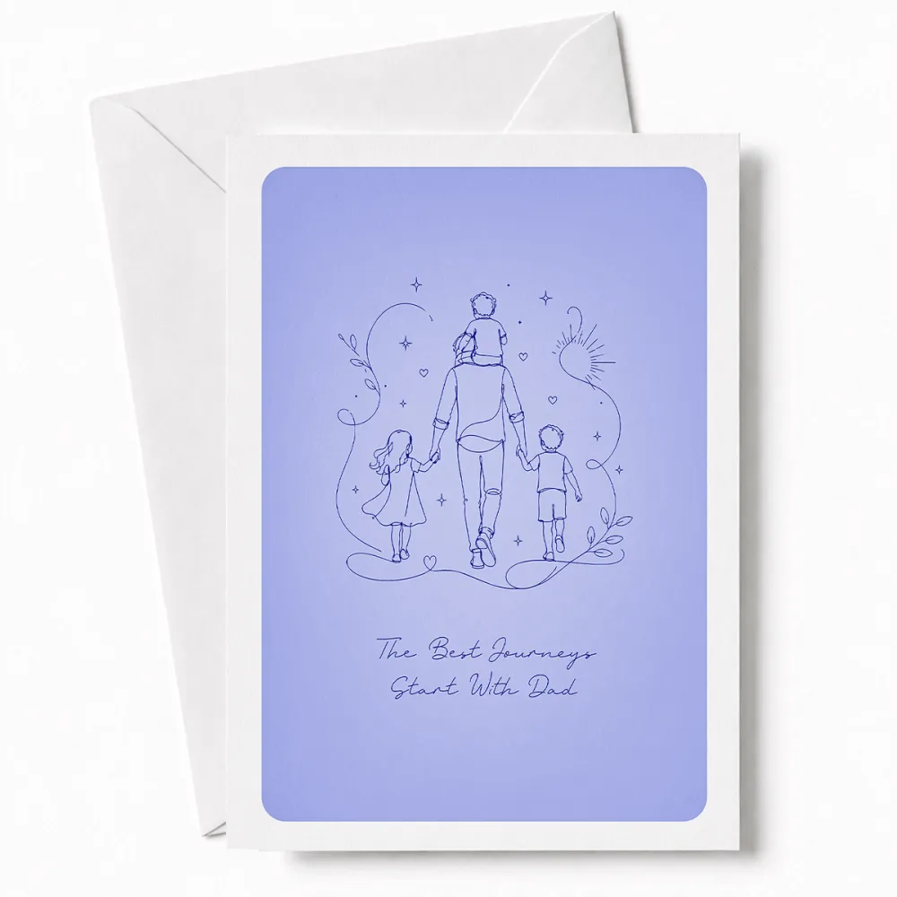 Every adventure starts with someone who knows the way. This stunning line art illustration shows a dad walking ahead