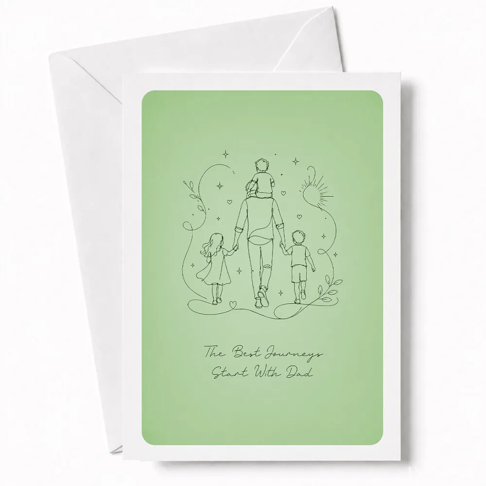 Every adventure starts with someone who knows the way. This stunning line art illustration shows a dad walking ahead